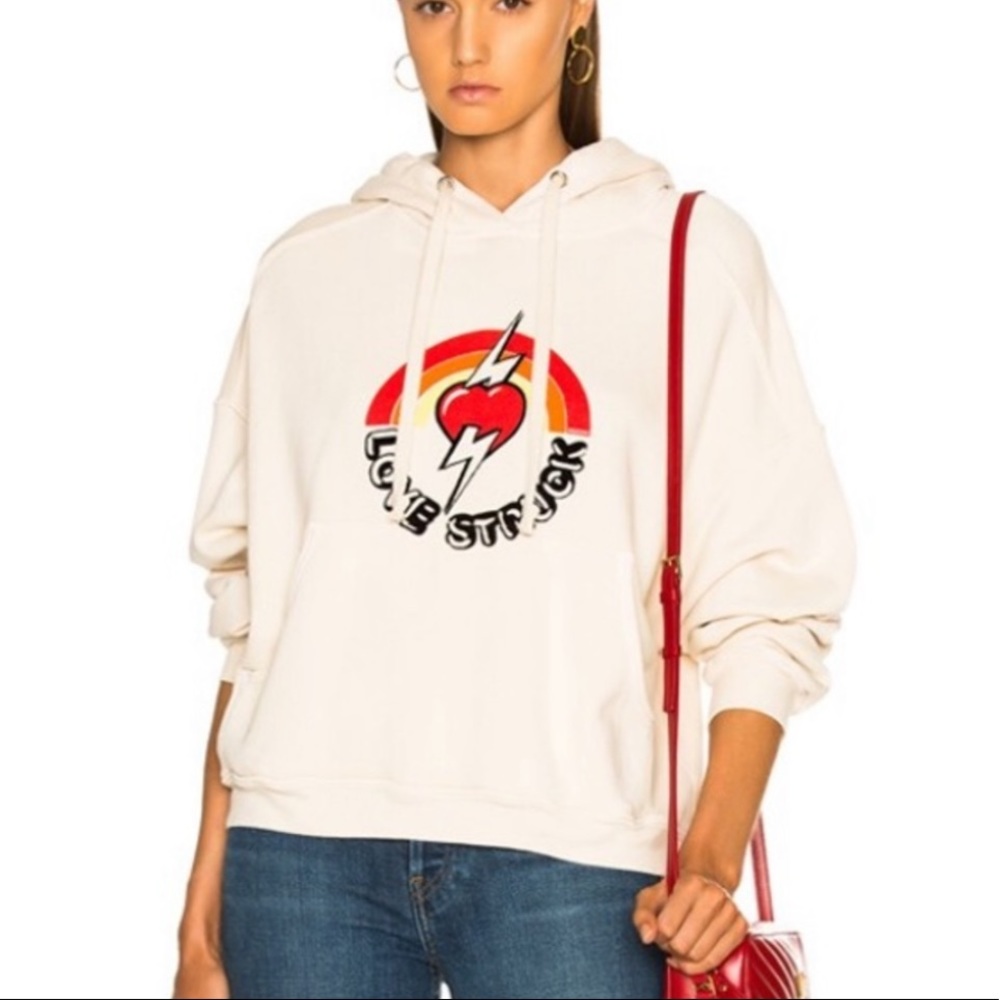 Redone Lovestruck Vintage White Hoodie Sweatshirt